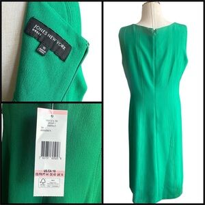 Jones New York Emerald Green Classic Sleeveless Sheath Dress Size 10 NWT